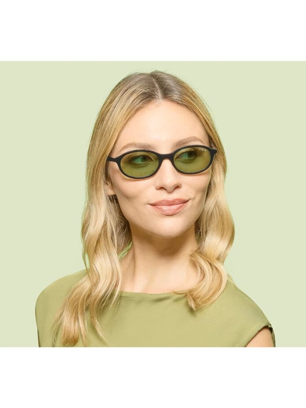 Vogue VO5625S W44/2 Sunglasses Black Oval Frame, Green Lenses - Picture 2 of 10